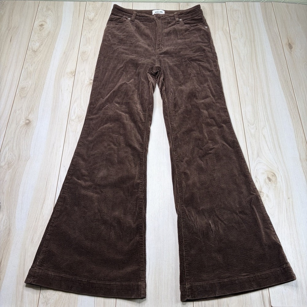 Rollas Women's Eastcoast Flare High Rise Brown Corduroy Pants Sz 30 AU 12